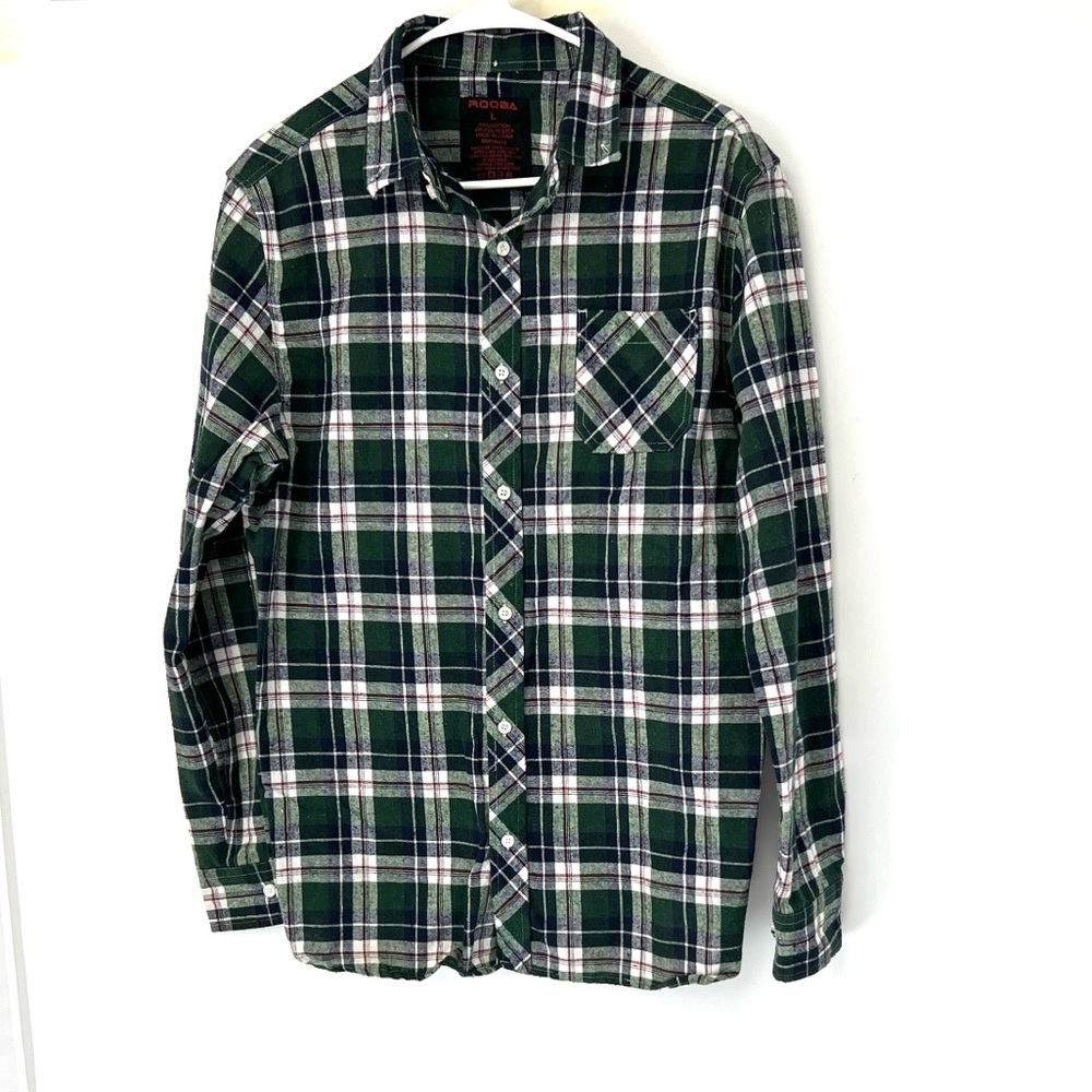 Rqqba mens button down flannel shirt large